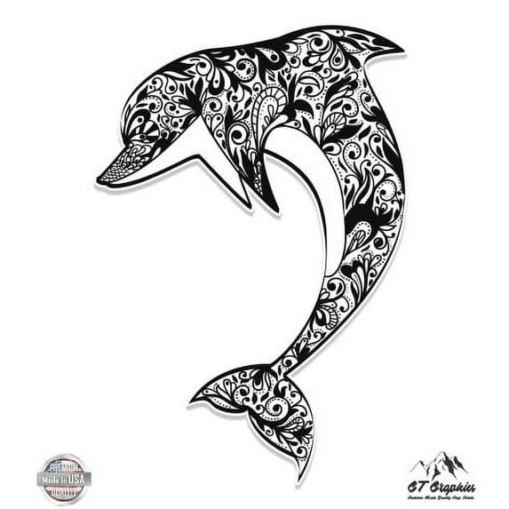 Dolphin Black - 8" Vinyl Sticker - For Car Laptop I-Pad - Waterproof Decal