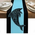 thumbnail image 1 of Dolphin Black Table Runner - 72 Inch Long, Kitchen Dining Table Runner Dresser Scarves, Nautical Mandalas Blue Boho Abstract Farmhouse Decor for Coffee Tables Wedding Party Banquet, 1 of 8