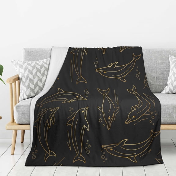 Dolphin Blanket All Season Lightweight Warm Cozy Lounging Blanket, Outdoor Camping Travel for Adults 50x40
