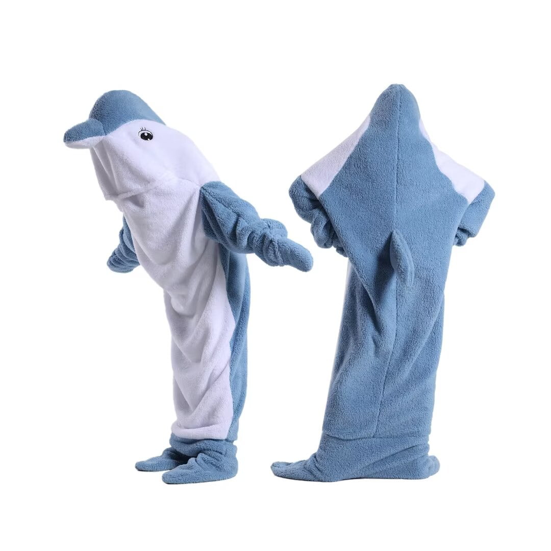 Dolphin Blanket Onesie For Adult Wearable Dolphin Blanket Hoodie Super Soft Comfortable Warm Dolphin Costume For Cosplay Blue Dolphin Shark Onesie