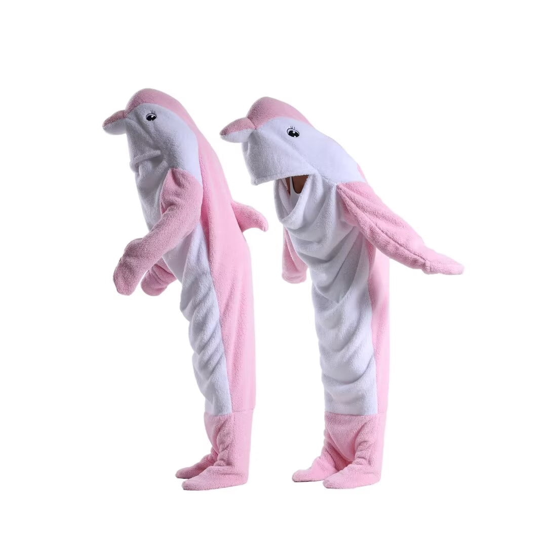 Dolphin Blanket Onesie For Adult Wearable Dolphin Blanket Hoodie Super Soft Comfortable Warm Dolphin Costume For Cosplay Pink Dolphin Shark Onesie