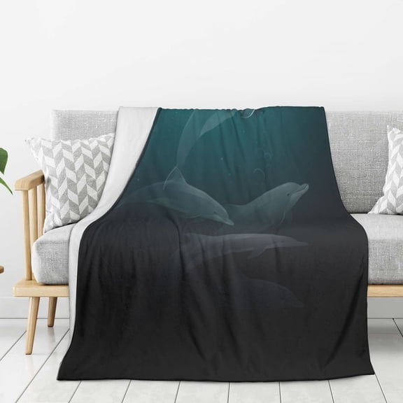Dolphin Blanket Soft Lightweight Throw Blankets Cozy Flannel Bed Throws for Sofa Couch Travel Home Room Bedroom Decor Gifts 50x40