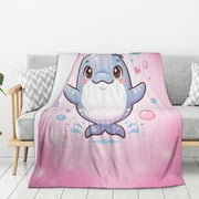 Dolphin Blanket Unique Watercolor Aquatic Life Print Blanket for Bedding, Warm Room Decoration 50x40