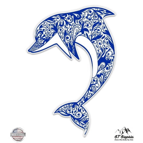 Dolphin Blue - 3" Vinyl Sticker - For Car Laptop I-Pad Phone Helmet Hard Hat - Waterproof Decal