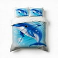 thumbnail image 1 of Dolphin Blue Ocean Print Bedding Set 3 Pcs Soft Microfiber Quilt Cover For Bedroom Decor, Comforter Cover With 2 Pillowcase, 1 of 5