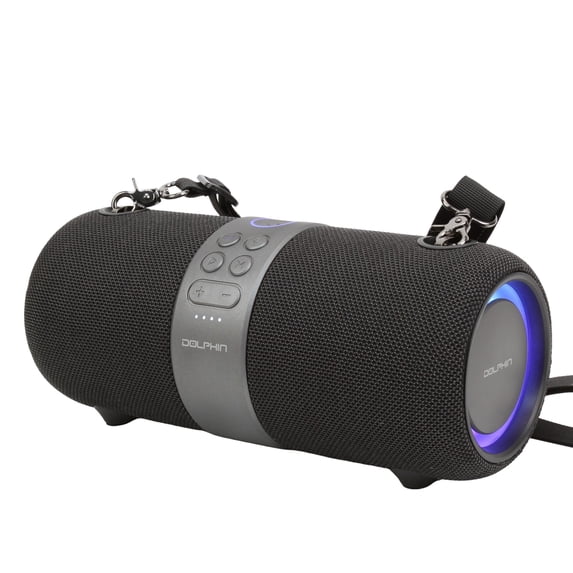Dolphin LX-60 Bluetooth Radio Boombox, Black Portable Wireless Speaker with FM Radio, USB/SD Card Support, Rechargeable Battery High Bass Sound