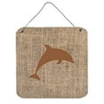 thumbnail image 1 of Dolphin Burlap And Brown Aluminium Metal Wall Or Door Hanging Prints, 1 of 1