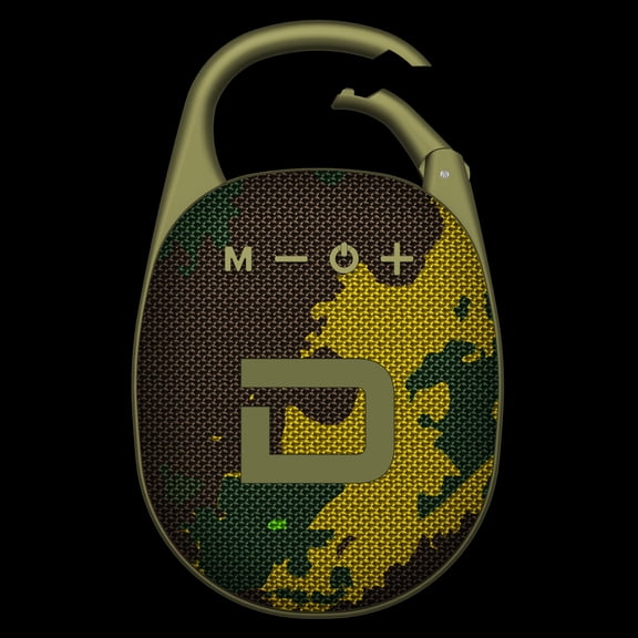 Dolphin CLP-500CAMO Waterproof Bluetooth Clip Speaker - Portable 5W Wireless Speaker with IPX5 Water Resistance, Built-in Clip, and Long Battery Life - Outdoor, Travel, and Adventure Ready