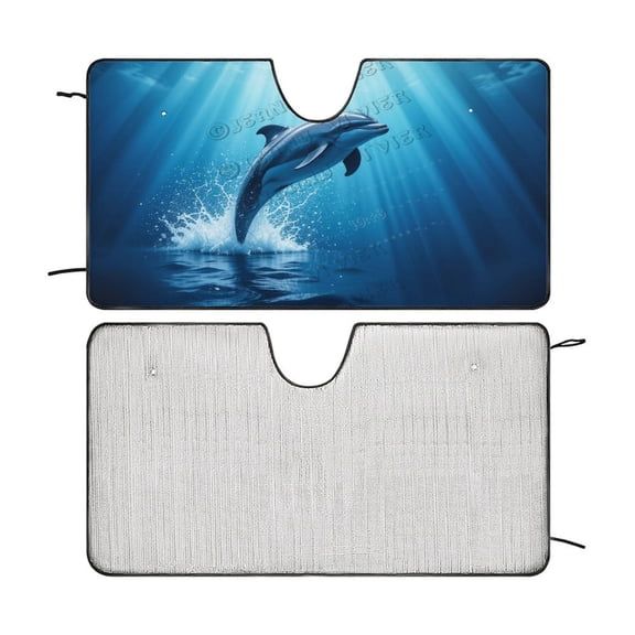 Dolphin Car Windshield Sunshade Front Window Sun Visor Protector Fold-able Shield Cover for Truck SUV 55"x30"