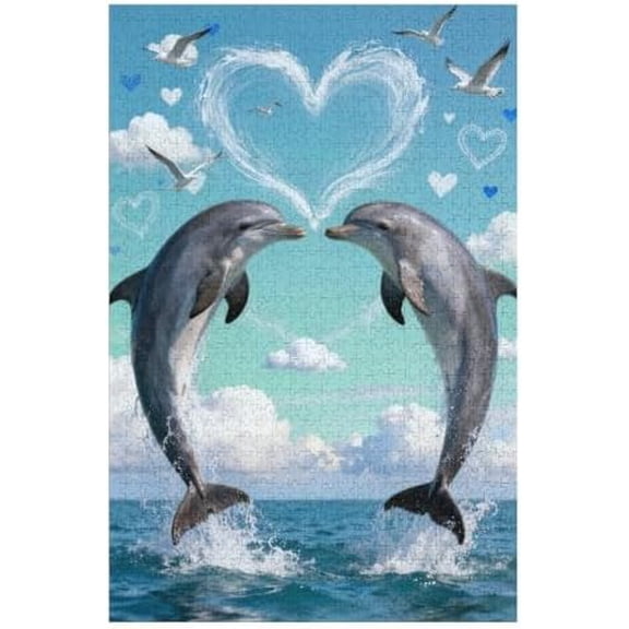 Dolphin Cares 1000 Pieces Jigsaw Puzzle for Adults, Daring to Try, DIY Family Entertainment Interactive Fun Jigsaw Puzzle Gift, Art Home Decor, Family Game