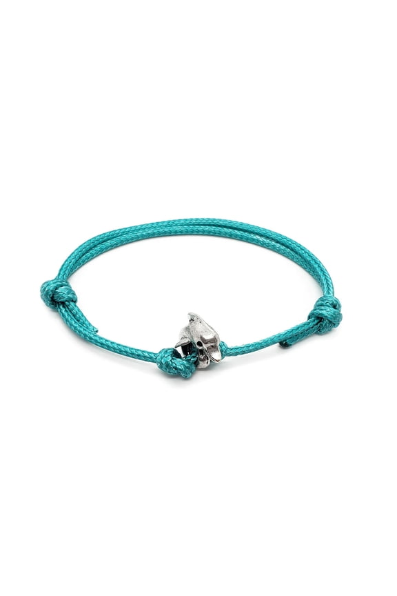 Dolphin Charm Bracelet, Adjustable Stackable Bracelet, Silver Charm, Turquoise