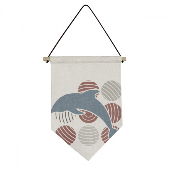 Dolphin Circle Cartoon Illustrate Canvas Flag Hanging Wall Art Decor Banner