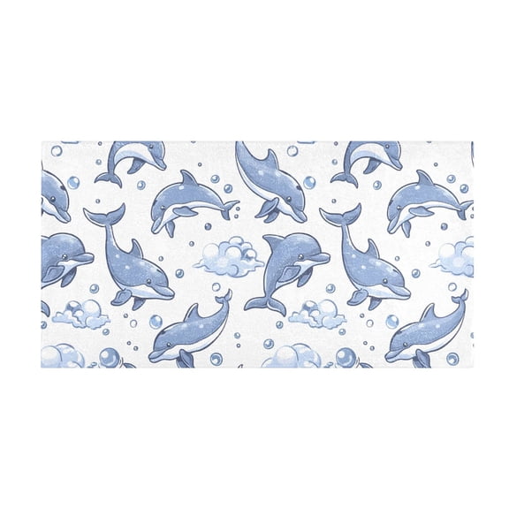 Dolphin Cloud Bubble Pattern Bath Mat 39x20 Inch Soft Absorbent Non-Slip Plush Bathroom Rug for Floor