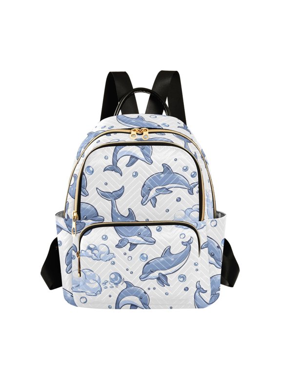 Dolphin Cloud Bubble Pattern Fashion Backpack Quilted Lightweight Women Travel Daypack 8.5L