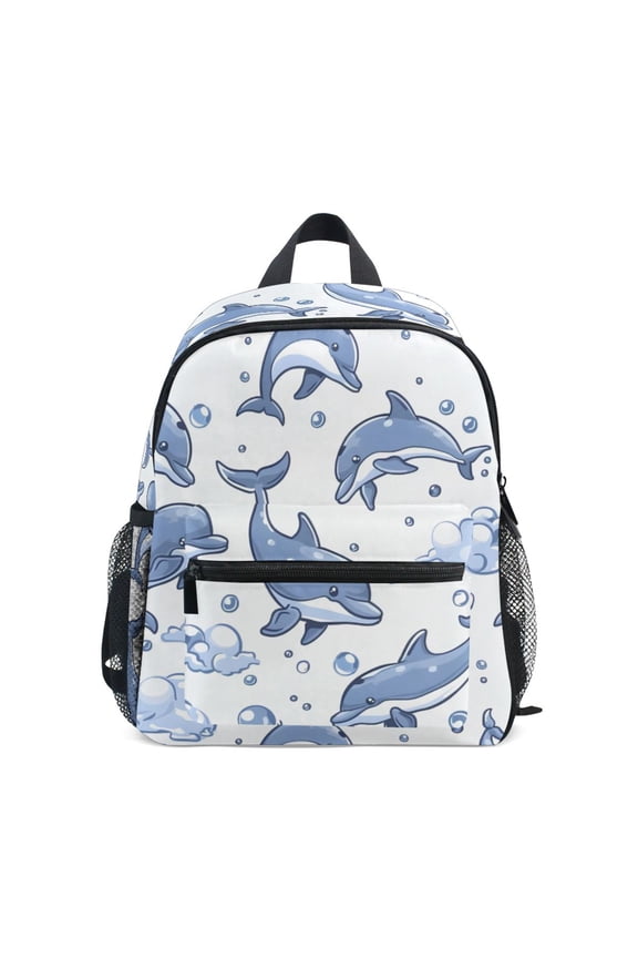 Dolphin Cloud Bubble Pattern Mini Backpack Cute Small Backpack with Chest Strap and Whistle Ages 3-8
