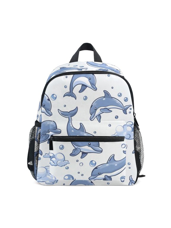 Dolphin Cloud Bubble Pattern Mini Backpack Cute Small Backpack with Chest Strap and Whistle Ages 3-8