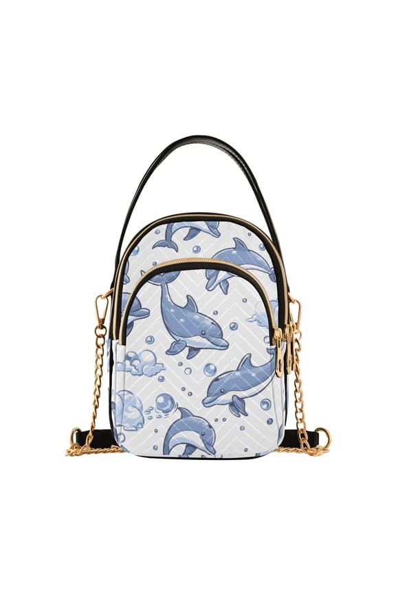 Dolphin Cloud Bubble Pattern Women's Crossbody Handbags Leather Crossbody Bags Fanny Pack Chest Bag for Travel