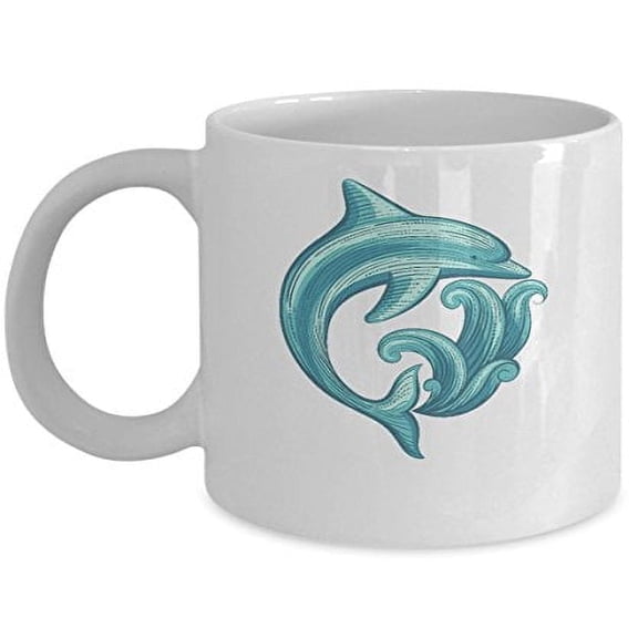 Dolphin 11 oz Coffee Mug - Cute Sea Gifts White Ceramic