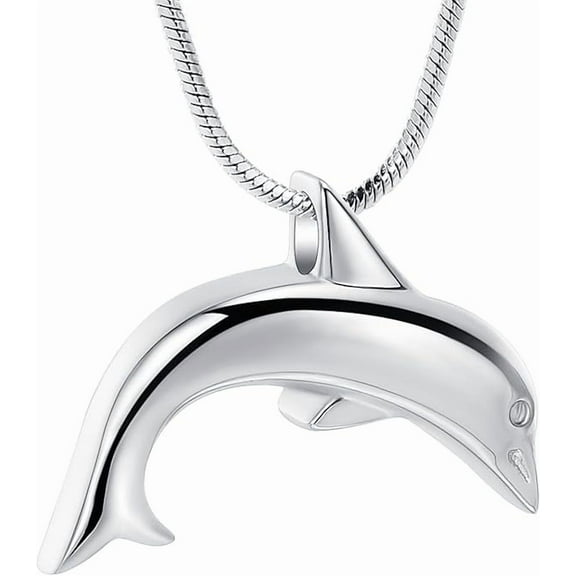 Dolphin Cremation Jewelry for Ashes Stainless Steel Memorial Urn Necklaces for Human Pet Keepsake Charm Pendant Gift