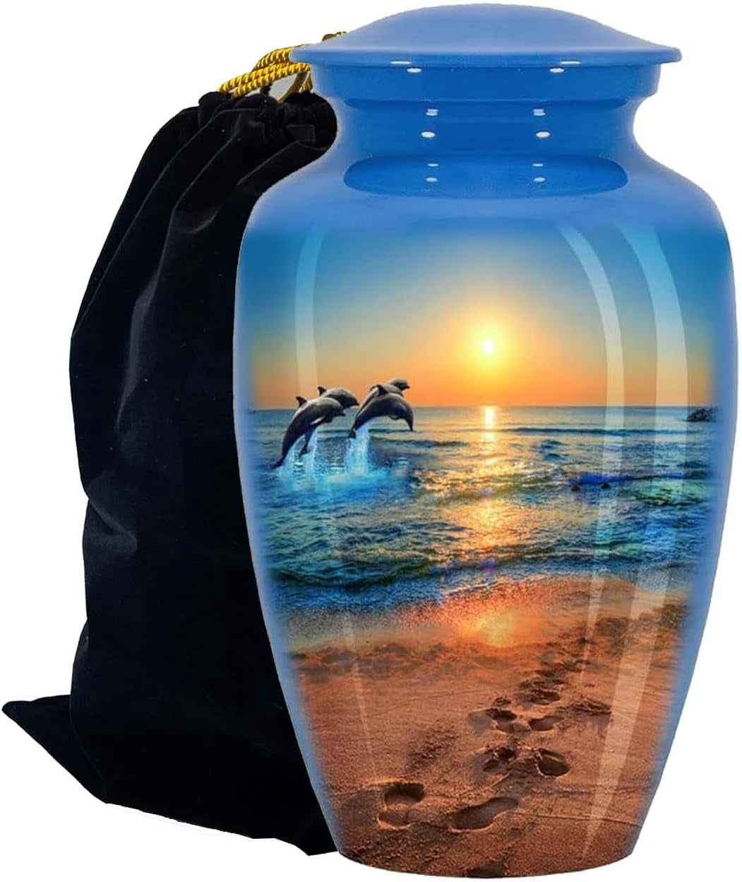 Dolphin Cremation Urn for Human Ashes Adult for Funeral, Burial & Home - Urns for Ashes Adult Memorials Urn Crafts - Large Urns & Cremation Urns for Divine Dolphins Size 10x6.5 in