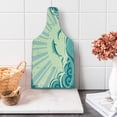 thumbnail image 1 of Dolphin Cutting Board, Nautical Inspirations in Dolphins with Rising Sun and Swirled Ocean Waves, Tempered Glass Cutting and Serving Board, Wine Bottle Shape, Teal Pale Yellow, by Ambesonne, 1 of 1