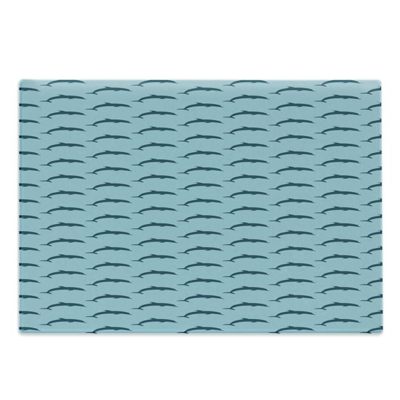 Dolphin Cutting Board, Ocean Aquatic Fauna Dolphin Silhouette with Blue Color Scheme Abstract, Decorative Tempered Glass Cutting and Serving Board, Large Size, Pale Blue Dark Blue, by Ambesonne