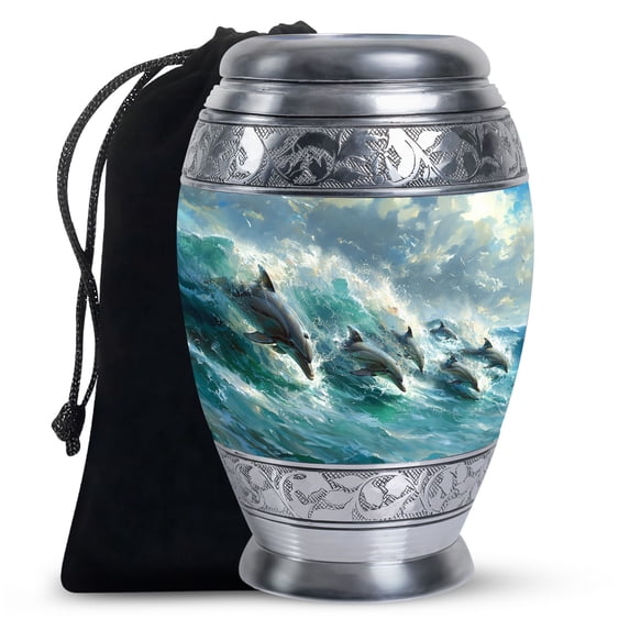 Dolphin Dance Adult Urns For Human Ashes, Urn For Ashes, Funeral Urns For Adult Ashes Men, Urns For Ashes Adult Female Mother, Cremation Urns For Adult Ashes, Burial Urns For Cremated Remains 10inch