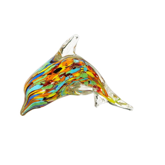 Dolphin Decor Crystal Ornament,Glass Dolphin Gifts Dolphin Decor Hand Small Figurines Home-Decor CollectibleColorful