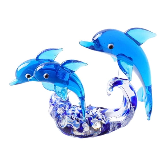 Dolphin Decor Dolphin Figurine Fish Tank Craft Lovely Dolphin Statue Garden Bedroom Hallway Sea Ornament Figurine Dolphin Glass Ornaments B