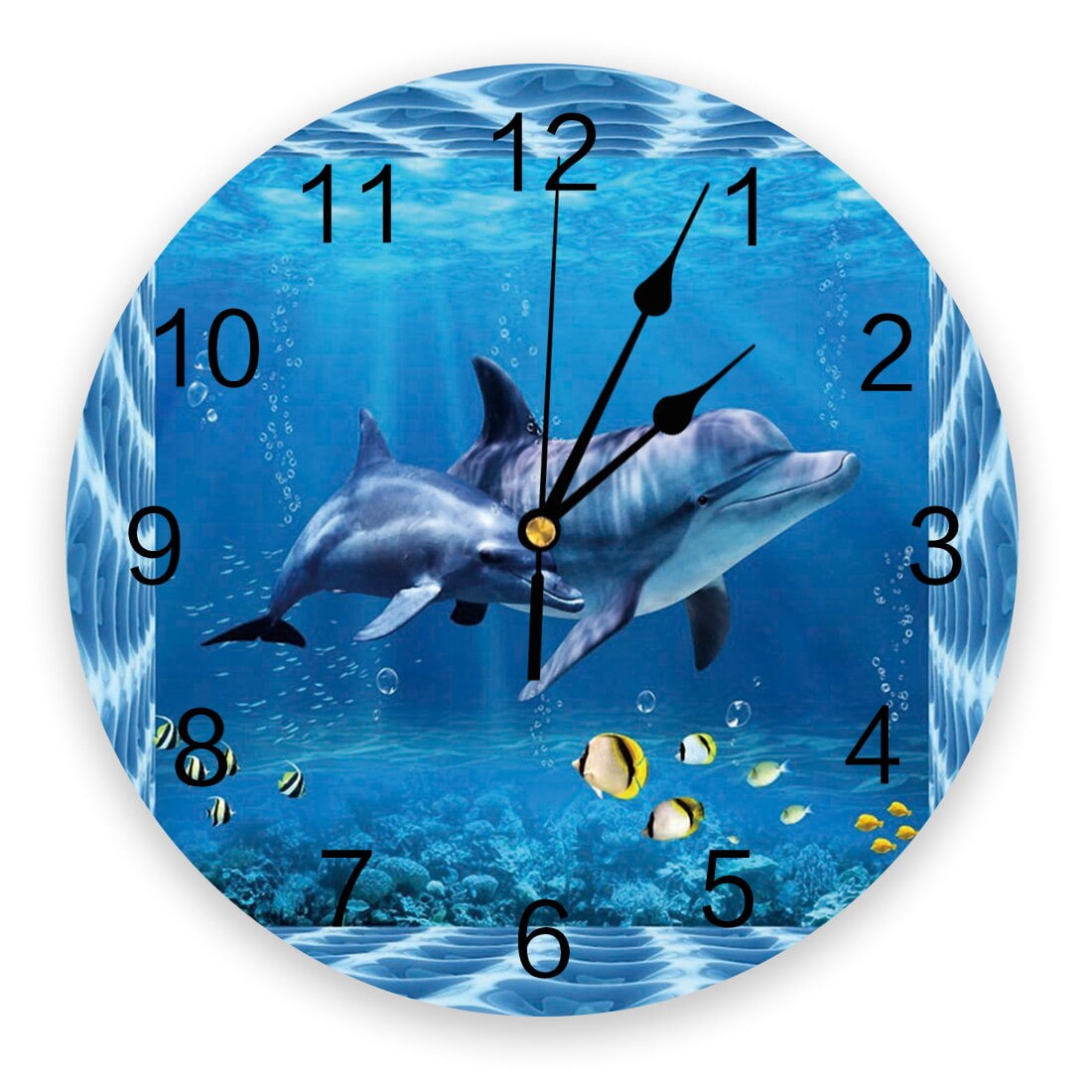 Dolphin Deep Blue Sea Wall Clock Modern Design Living Room Decoration