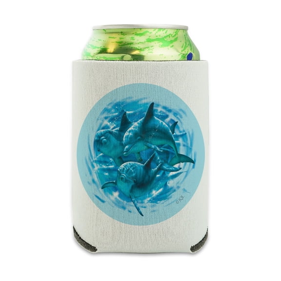 Dolphin Dudes Diving Can Cooler - Drink Sleeve Hugger Collapsible Insulator - Beverage Insulated Holder