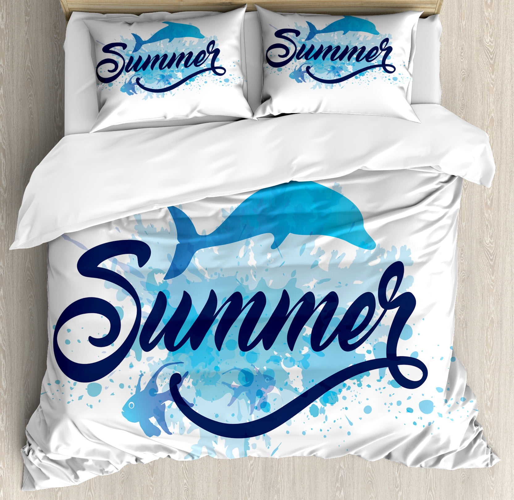 Pattern Print Dolphin Duvet Cover Bedding Set
