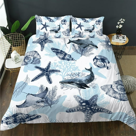 Dolphin Duvet Cover Set Twin Size Kawaii Jumping Dolphin Bedding Set for Kids Girls Ocean Theme Comforter Cover 3 Pieces 1 Quilt Cover and 2 Pillowcases Soft Microfiber