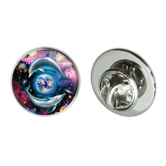 Dolphin Earth World Solar System Yin Yang Metal 0.75" Lapel Hat Pin Tie Tack Pinback