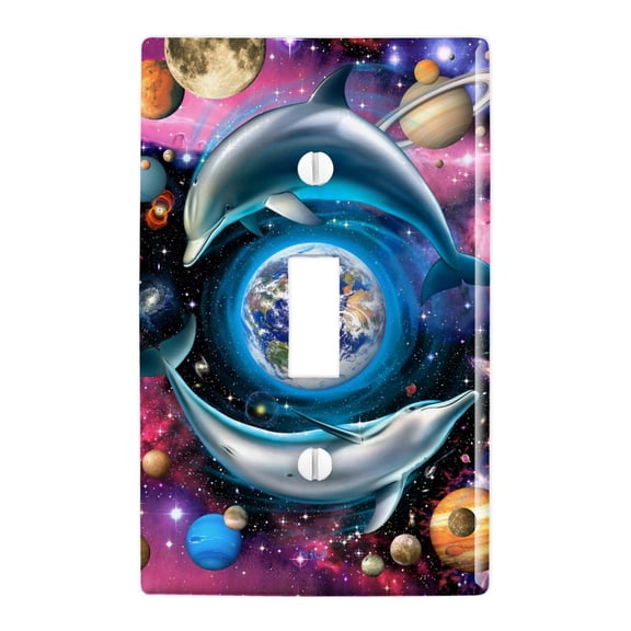 Dolphin Earth World Solar System Yin Yang Plastic Wall Decor Toggle Light Switch Plate Cover
