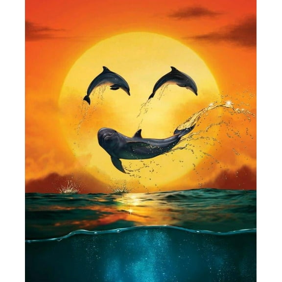 Dolphin Emoji Smiley 50" x 60" Faux Fur Throw Blanket
