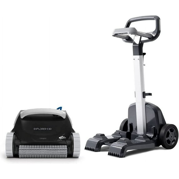 Dolphin Explorer E30 Wi-Fi Robotic Pool Vacuum Cleaner up to 50 FT - Transport Bundle with Caddy