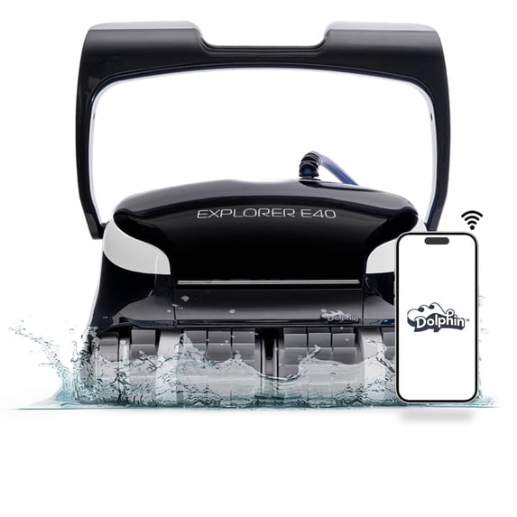Dolphin (2026 Model) Explorer E40 Wi-Fi Robotic Pool Vacuum Cleaner Pools up to 50 FT - Waterline Scrubber Brush