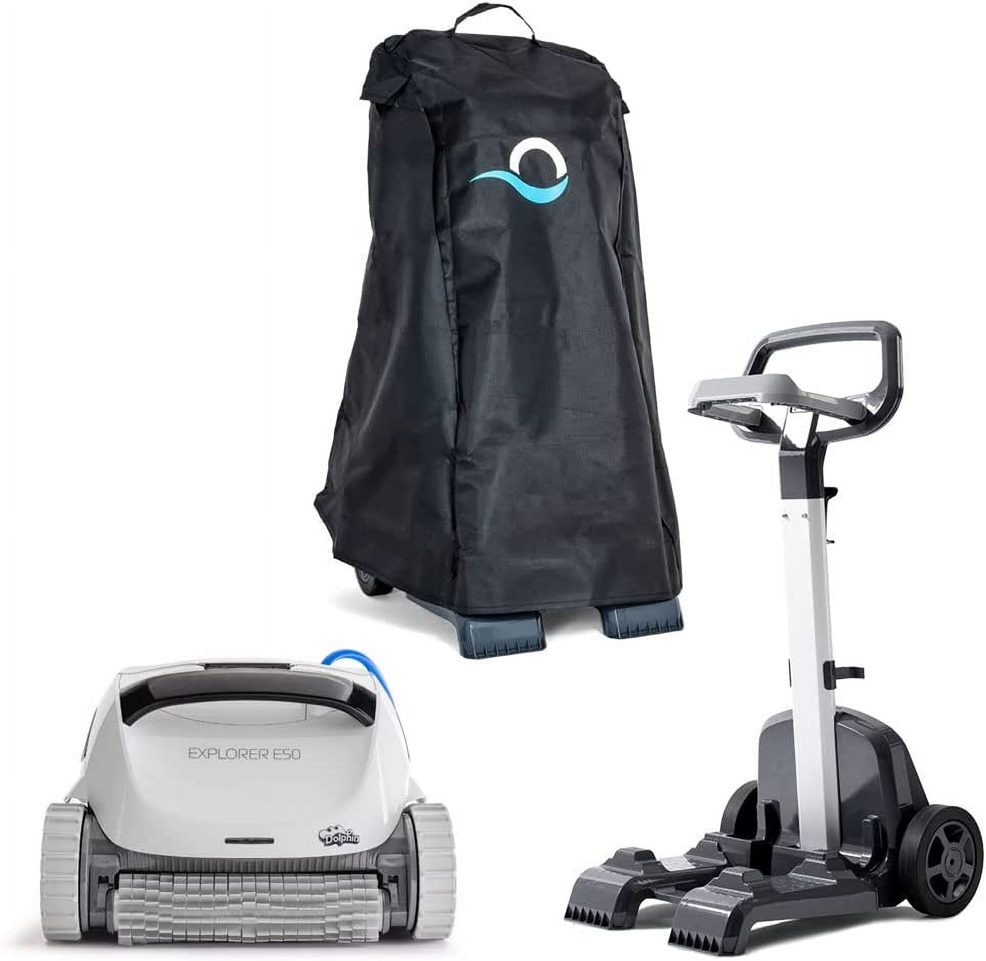Dolphin Explorer E50 Wi Fi Robotic Pool Vacuum Cleaner up to 50 FT - Premium Bundle with Caddy and Cover