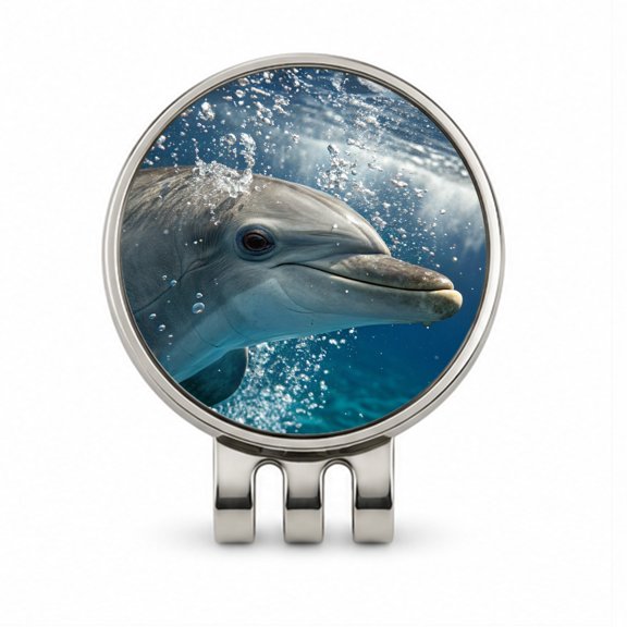 Dolphin Eyes Close Up Ocean Golf Hat Clip with Removable Magnetic Ball Marker