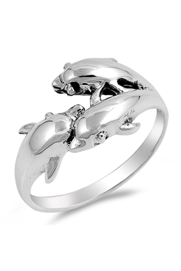Dolphin Family Friendship Ocean Animal Ring .925 Sterling Silver Band Jewelry Female Male Size 6
