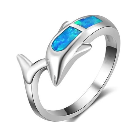 Dolphin Fire Opal Ring White Gold Plated Womens Ginger Lyne Collection