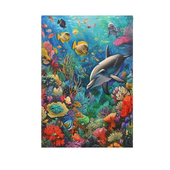 Dolphin Fish Coral under Sea Garden Flag House Banner 28" x 40" Double Sided Outdoor Yard Decoration