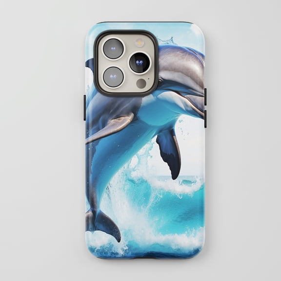 Dolphin For All iPhone Series Tough Phone Case Realistic Ocean Blue