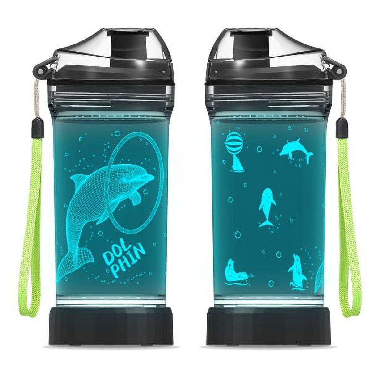 Dolphin Gifts, Light Up Kids Water Bottle with 3D Ocean Animal