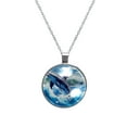 thumbnail image 1 of Dolphin Glass Circular Pendant Necklace - Women's Fashion Necklace, 1 of 5