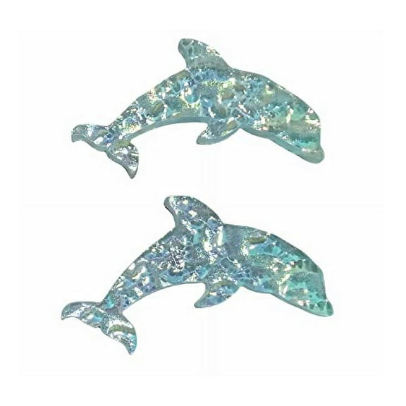 Dolphin Glass Swimming Pool Step Marker Mosaic (5"x3" Aquamarine) (2 Pack)