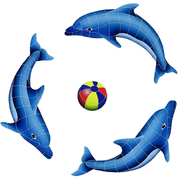 Dolphin Group Ceramic Swimming Pool Mosaic Multi, 42" x 42"