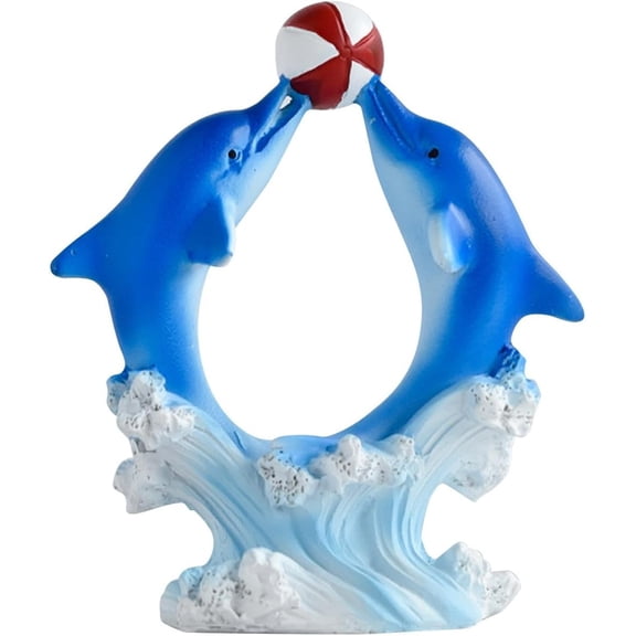 Dolphin & Heart Home Decor Figurine ，Ocean Theme Resin Ornament, Cute Desktop Statue For Living Room, Bedroom Shelf, Tabletop Decoration Gift, Graceful Dolphin Sculpture for Home Summer Decorations