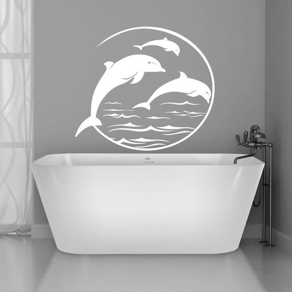 Dolphin Home Decor Sea Nursery Room Fish Bathroom Wall Sticker Vinyl Coastal Beach House Decals 47x42cm